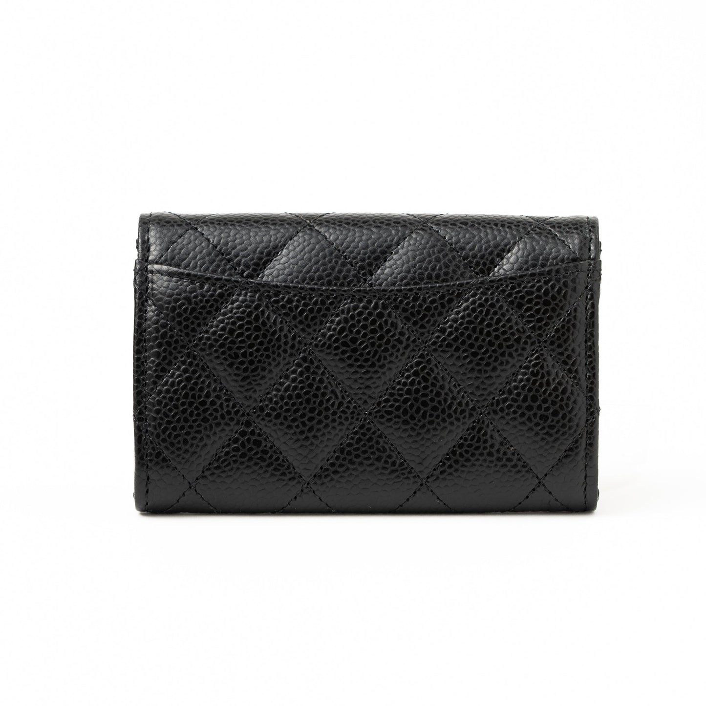 Chanel Classic Flap Card Holder Caviar SHW Black Wallet Case Shw Hologram