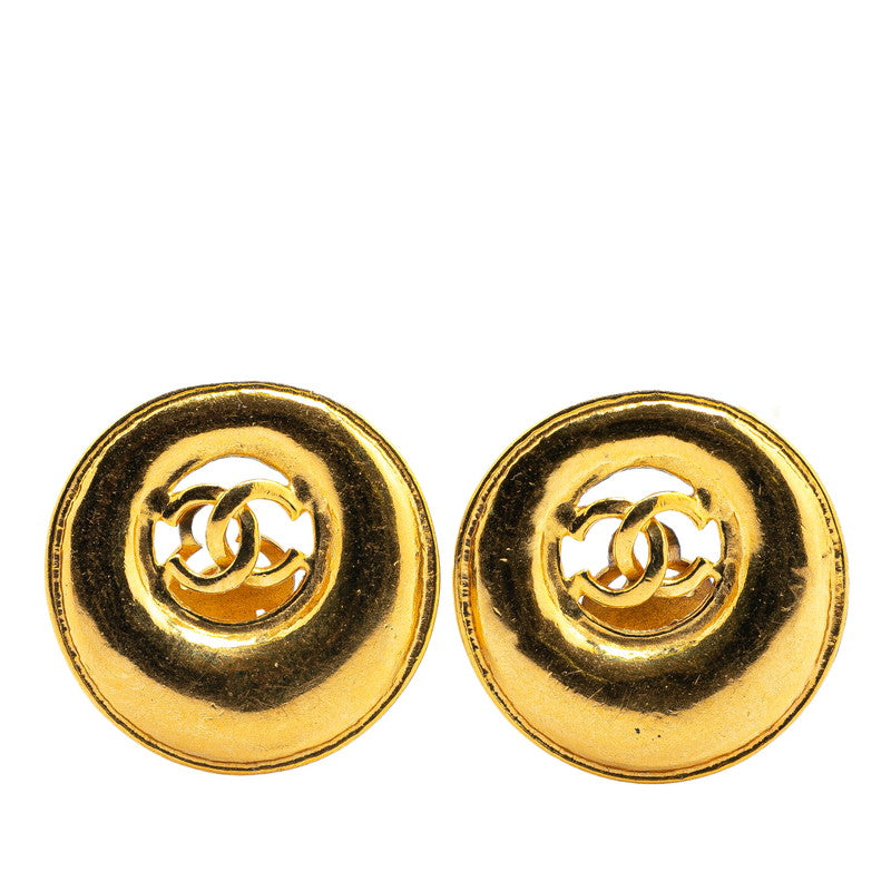 Chanel Gold Plated Coco Mark Round Earrings 93P Bag