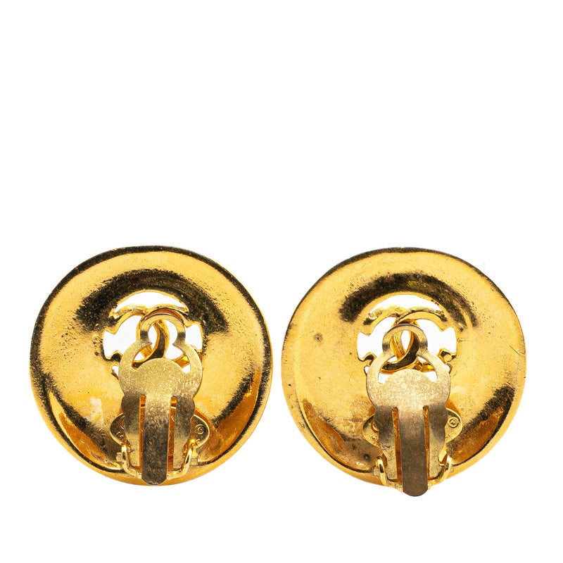 Chanel Gold Plated Coco Mark Round Earrings 93P Bag