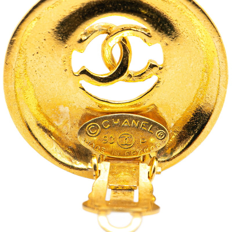 Chanel Gold Plated Coco Mark Round Earrings 93P Bag
