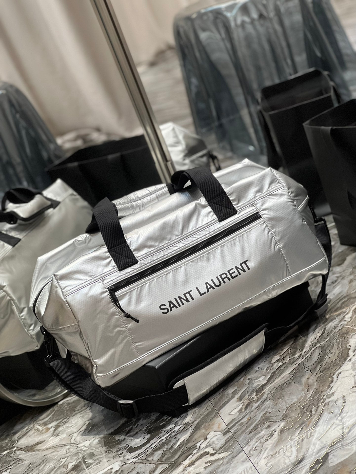 YSL Saint Laurent Nuxx Duffle Sliver , ’s Travel Bag