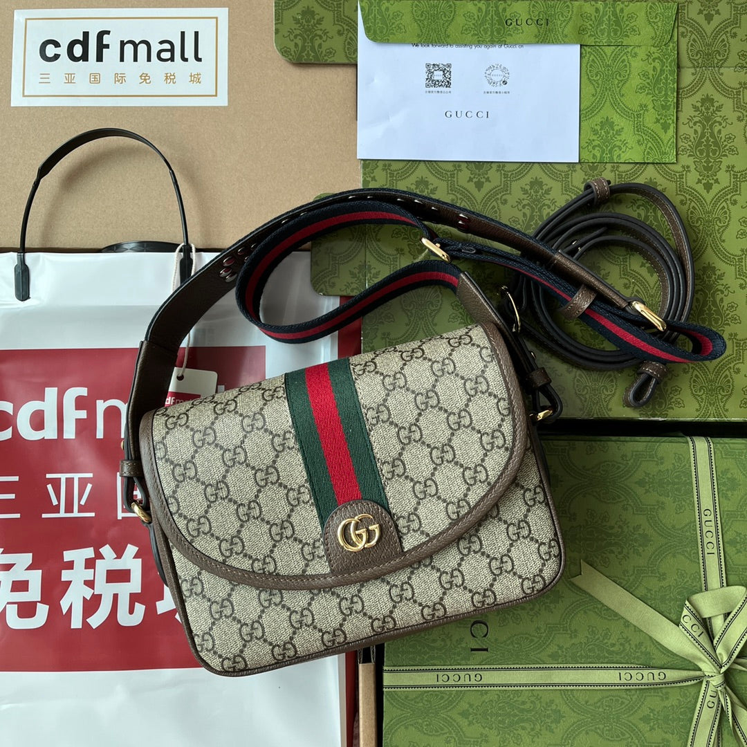 gg Ophidia gg , ’s Brown Beige Small Shoulder Bag
