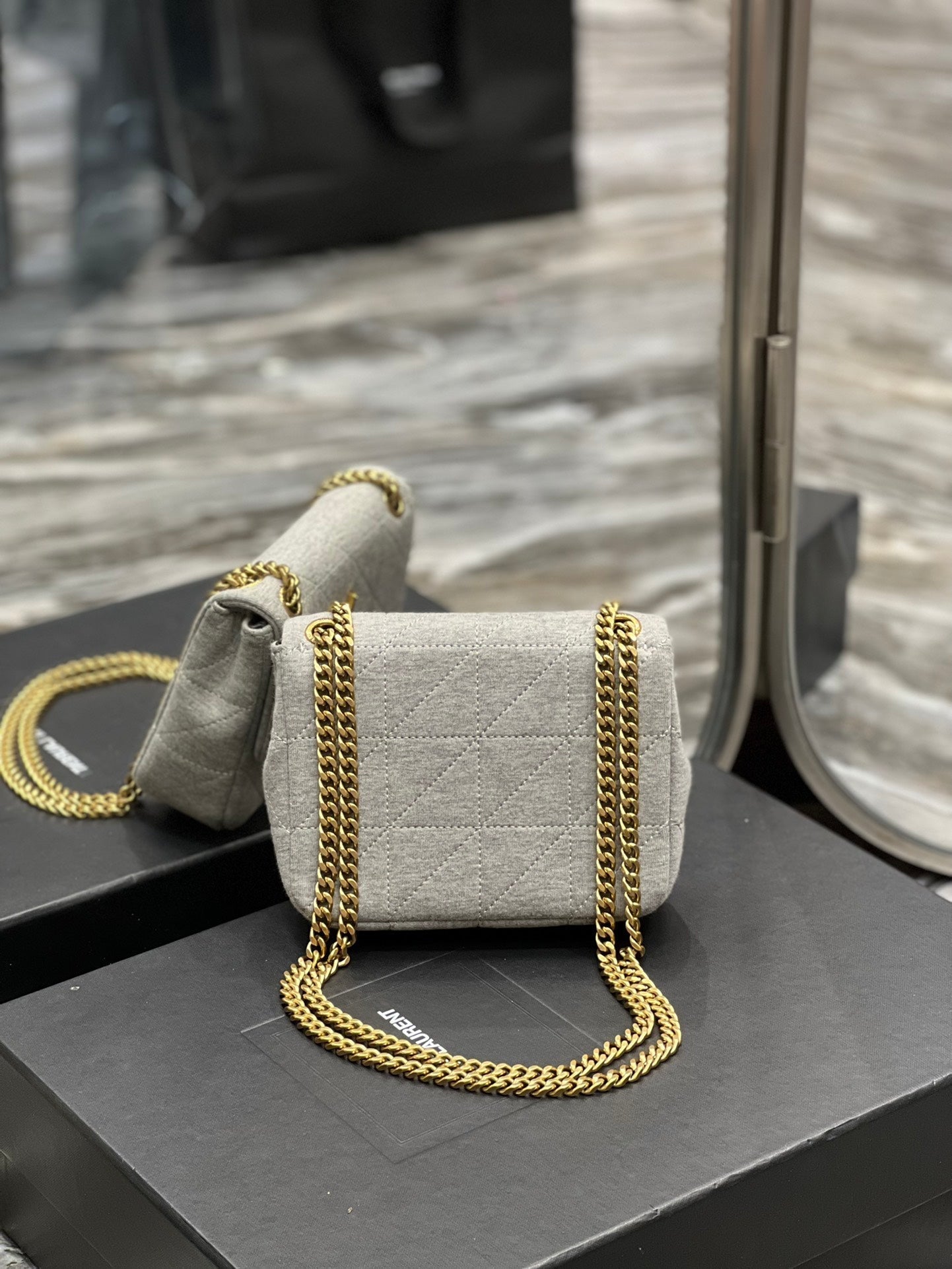 YSL Saint Laurent Jamie , ’s 6.9in 17.5cm Grey Mini Chain Mini Bag