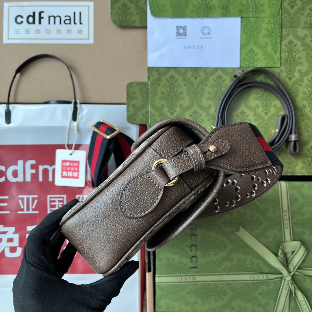 gg Ophidia gg , ’s Brown Beige Small Shoulder Bag