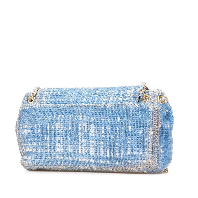Prada Tweed Shoulder Bag Leather Chain