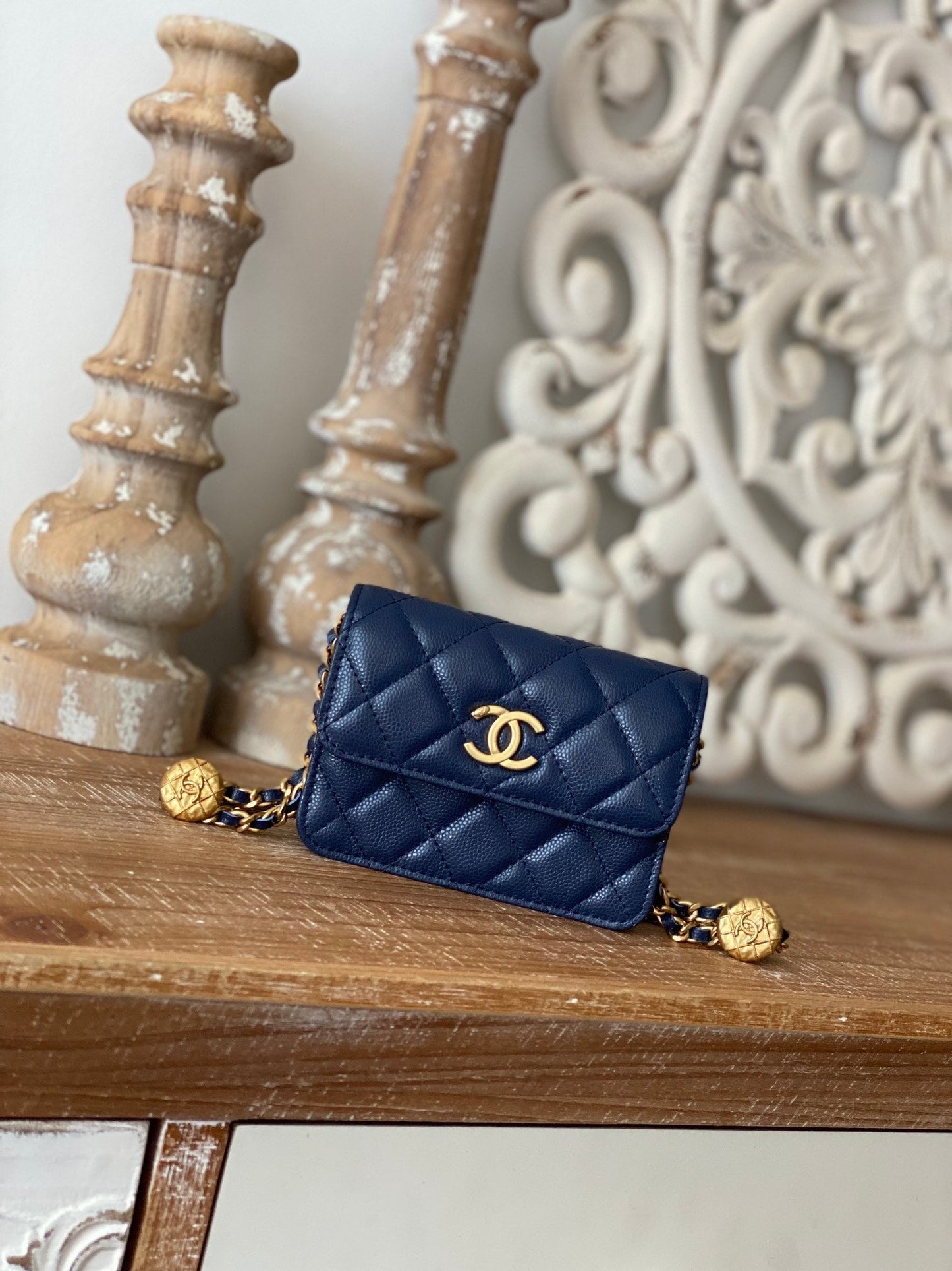 CHL , ’s 4.8in 12.3cm Blue Chain Clutch Bag