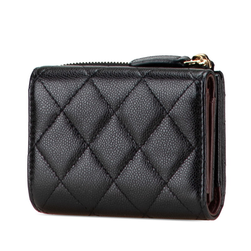 Chanel Coco Mark Matelasse Caviar Skin Trifold Wallet