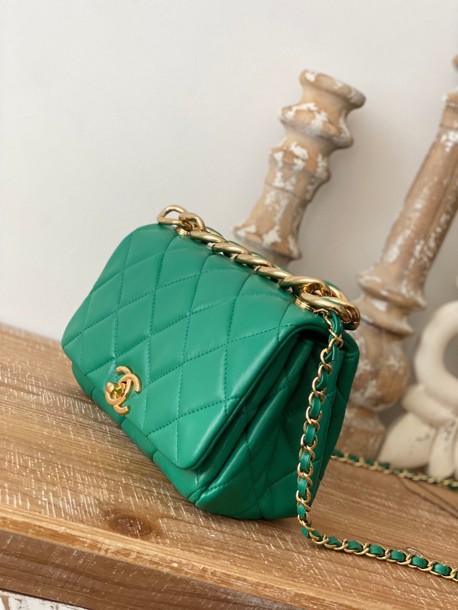 CHL Classic Top Qualityamond Top Green Flap Travel Bag