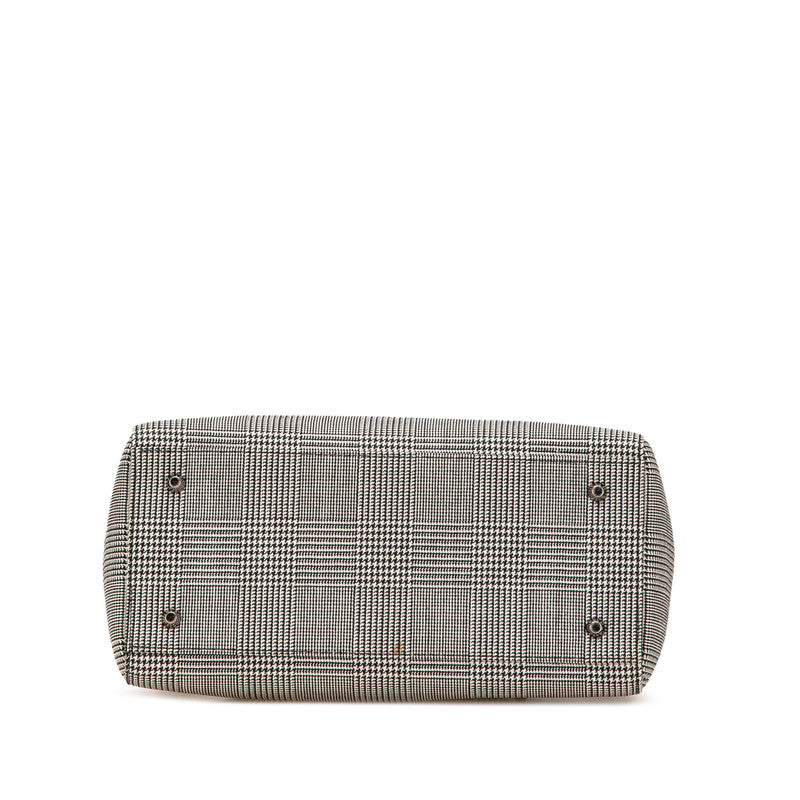 Dior Lady Houndstooth Handbag Leather Canvas Travel Bag