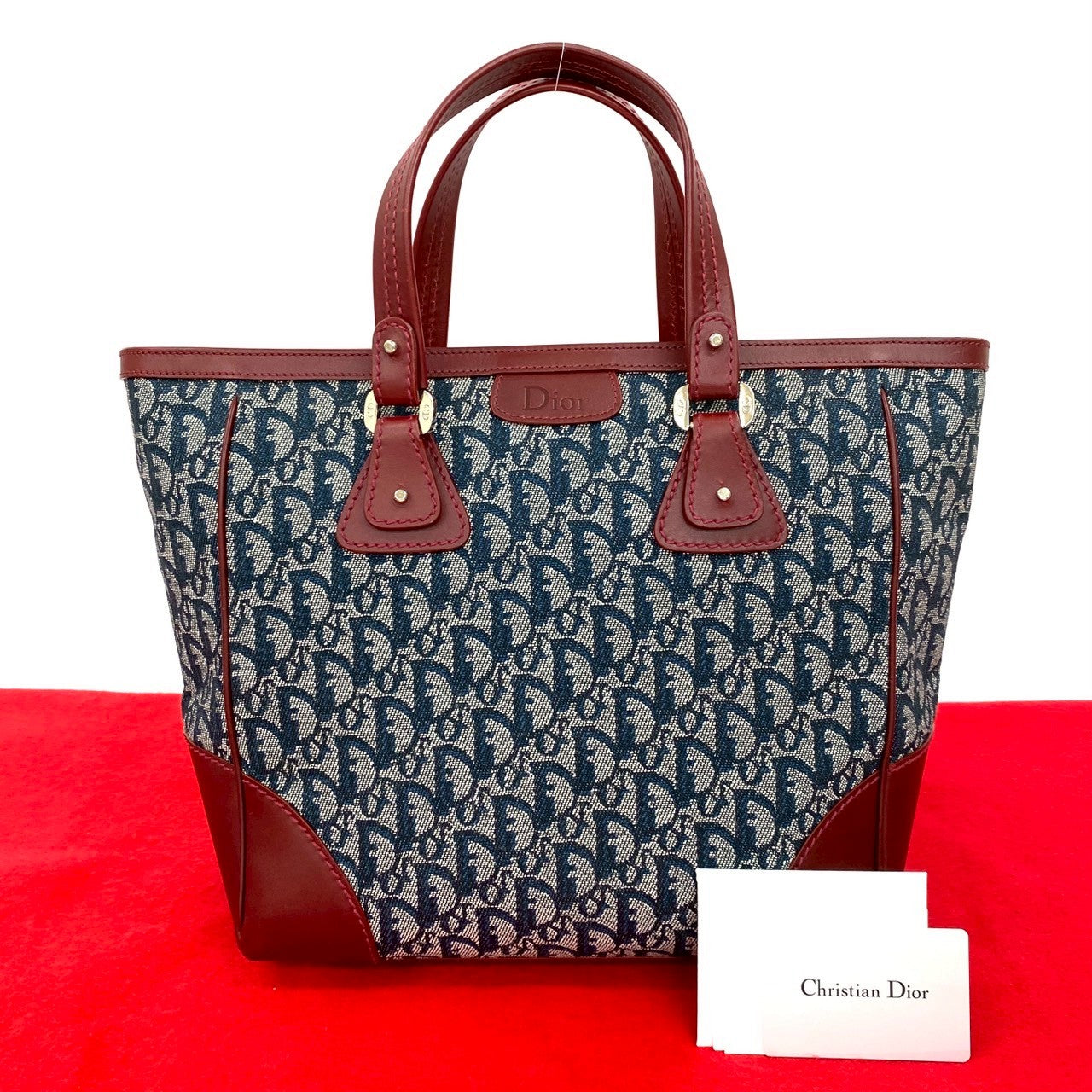 Dior Christian Trotter Handbag Leather Canvas Travel Bag Canvas Leather Handbag
