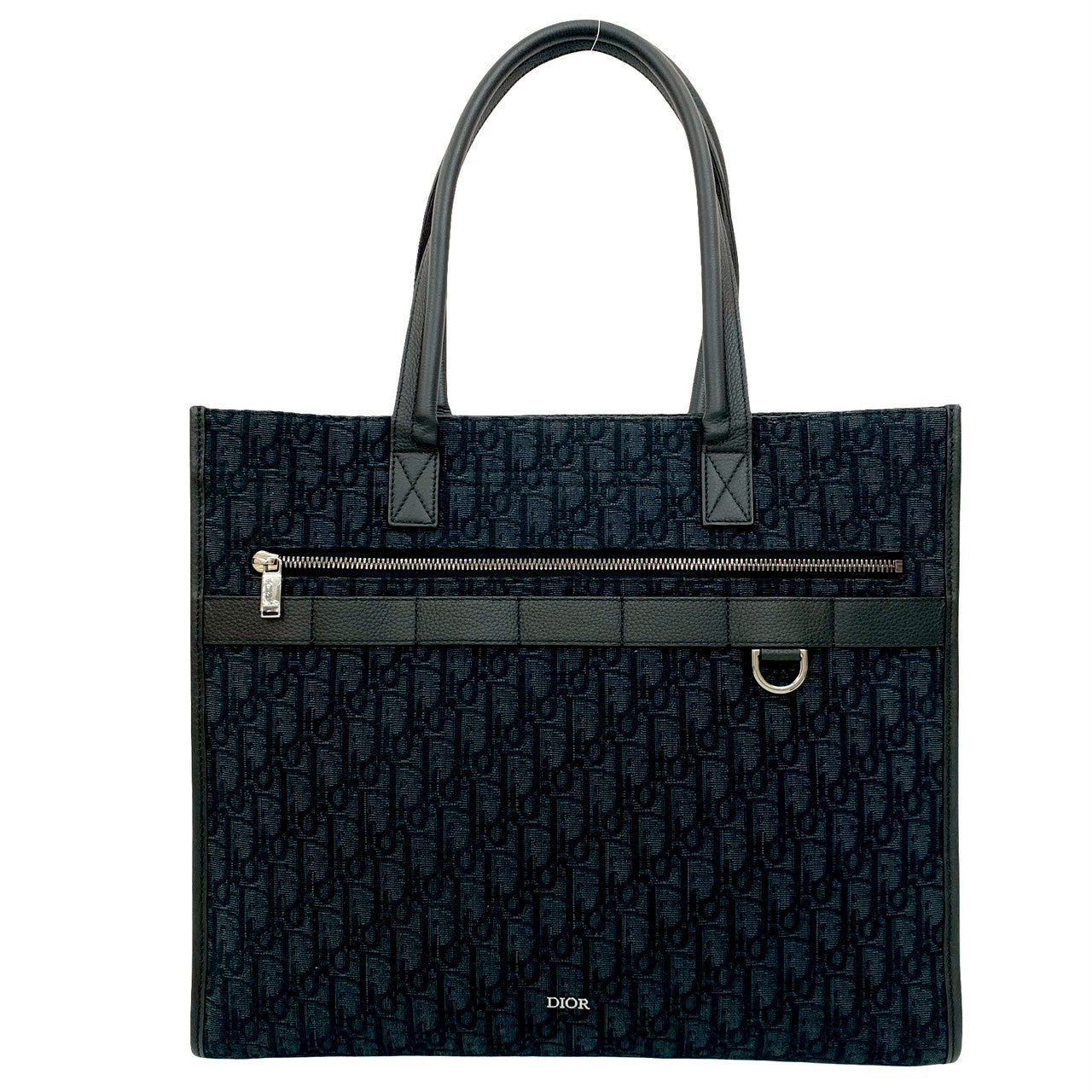Dior Christian Safari Oblique Tote Bag Leather Canvas