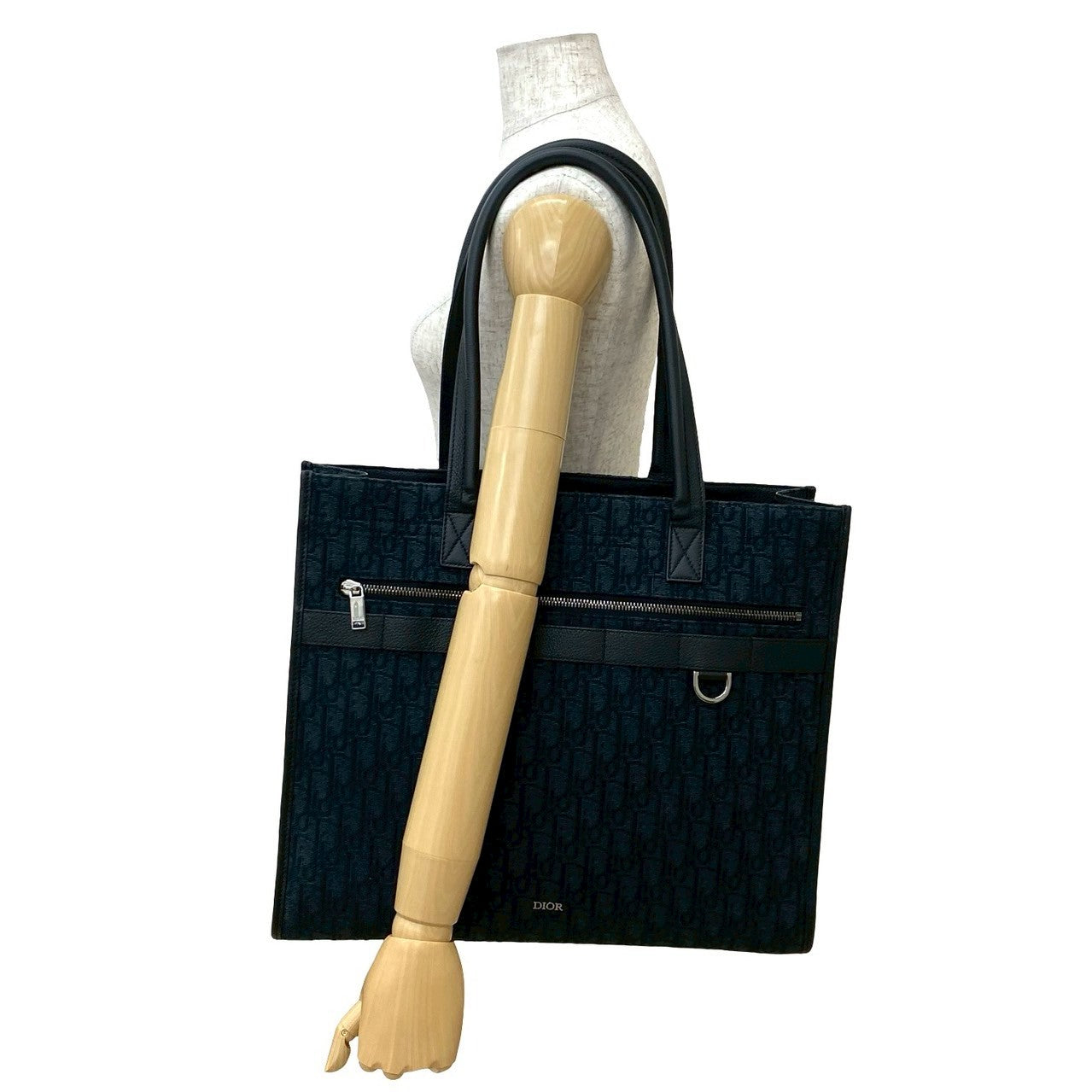 Dior Christian Safari Oblique Tote Bag Leather Canvas