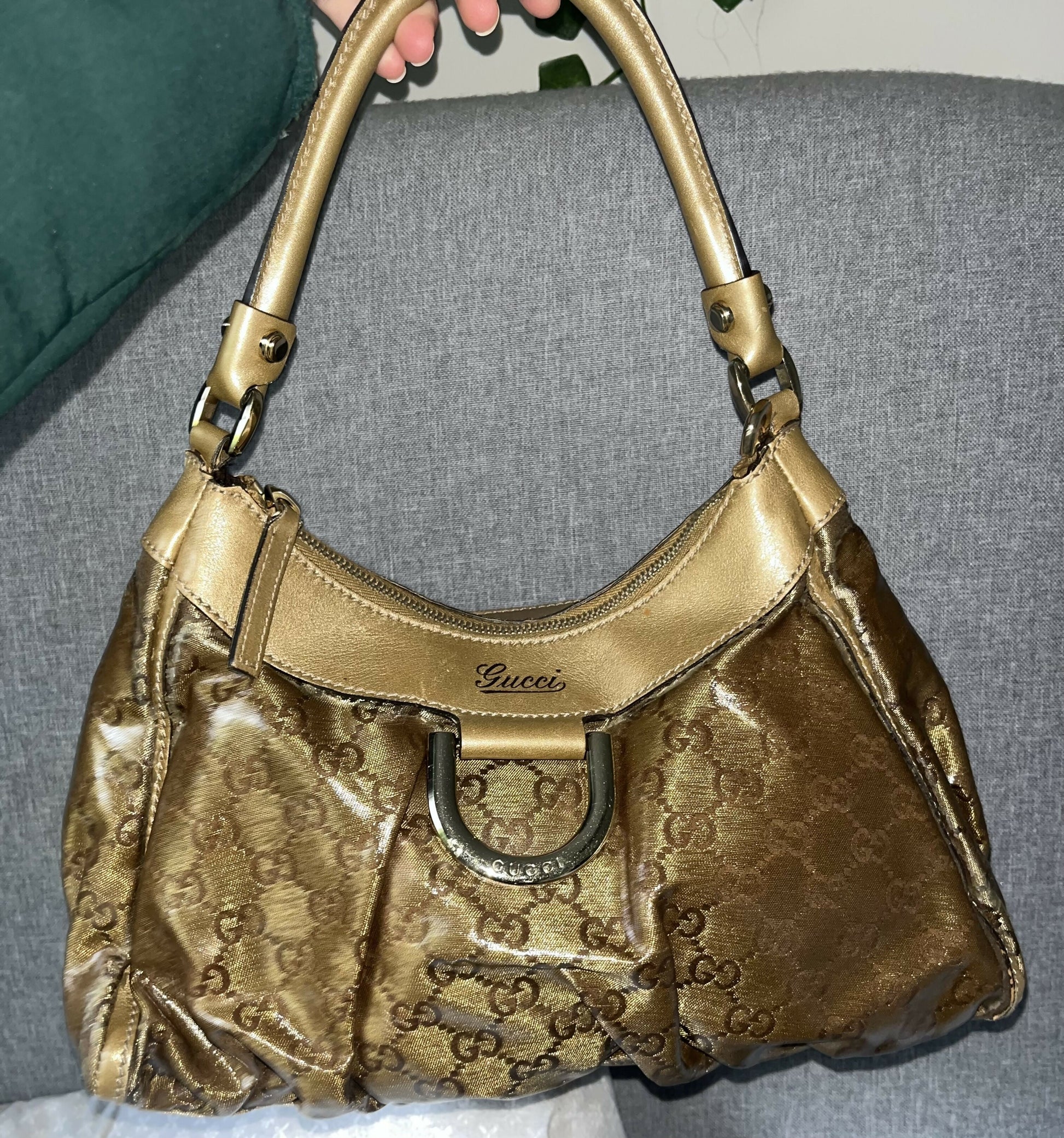 Gucci Gold D-Ring Scrunch Bag