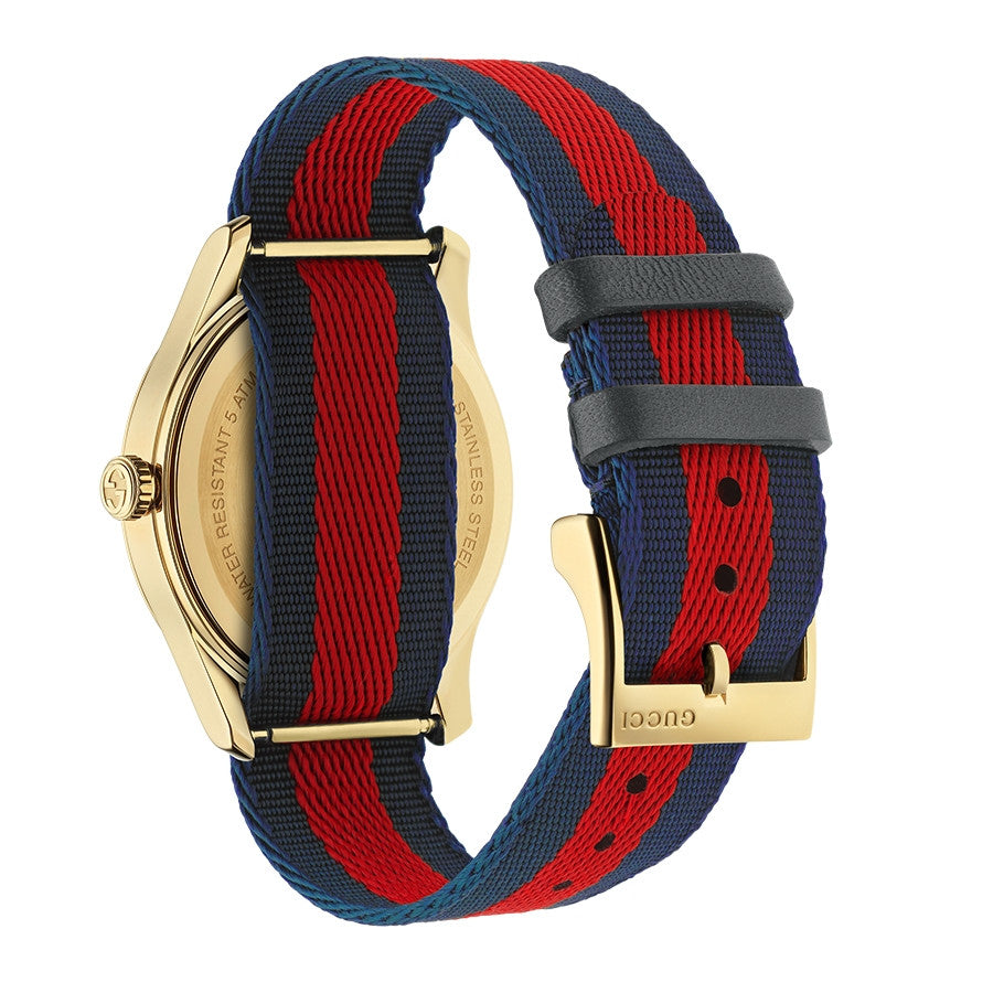 Gucci G-Timeless Stainless Steel Quartz Blue Red Gold Travel Bag