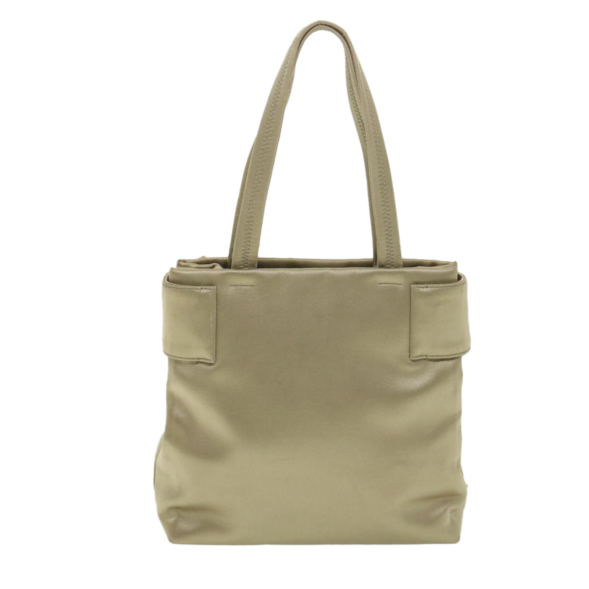 Prada Hand Bag Satin Beige Travel Bag