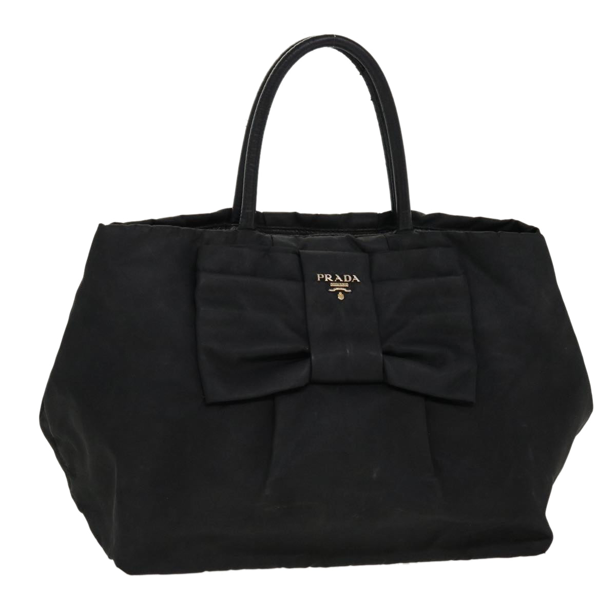 Prada Hand Bag Auth Nylon Black Travel Bag Black Auth Yb046