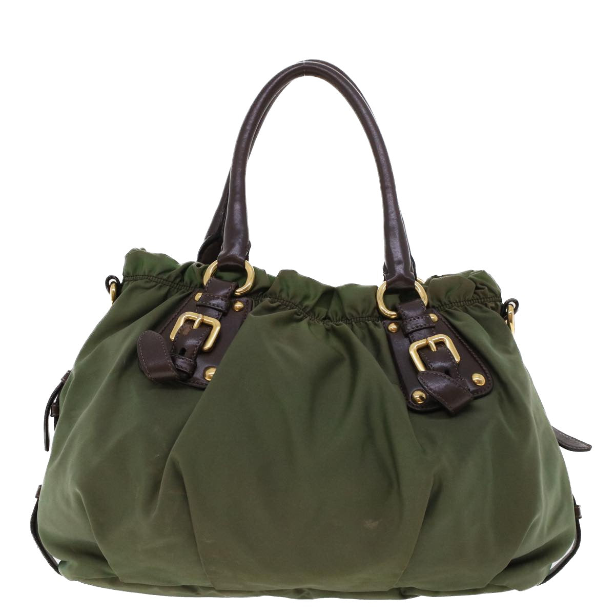 Prada Hand Bag 2Way Khaki Auth Nylon Travel Bag