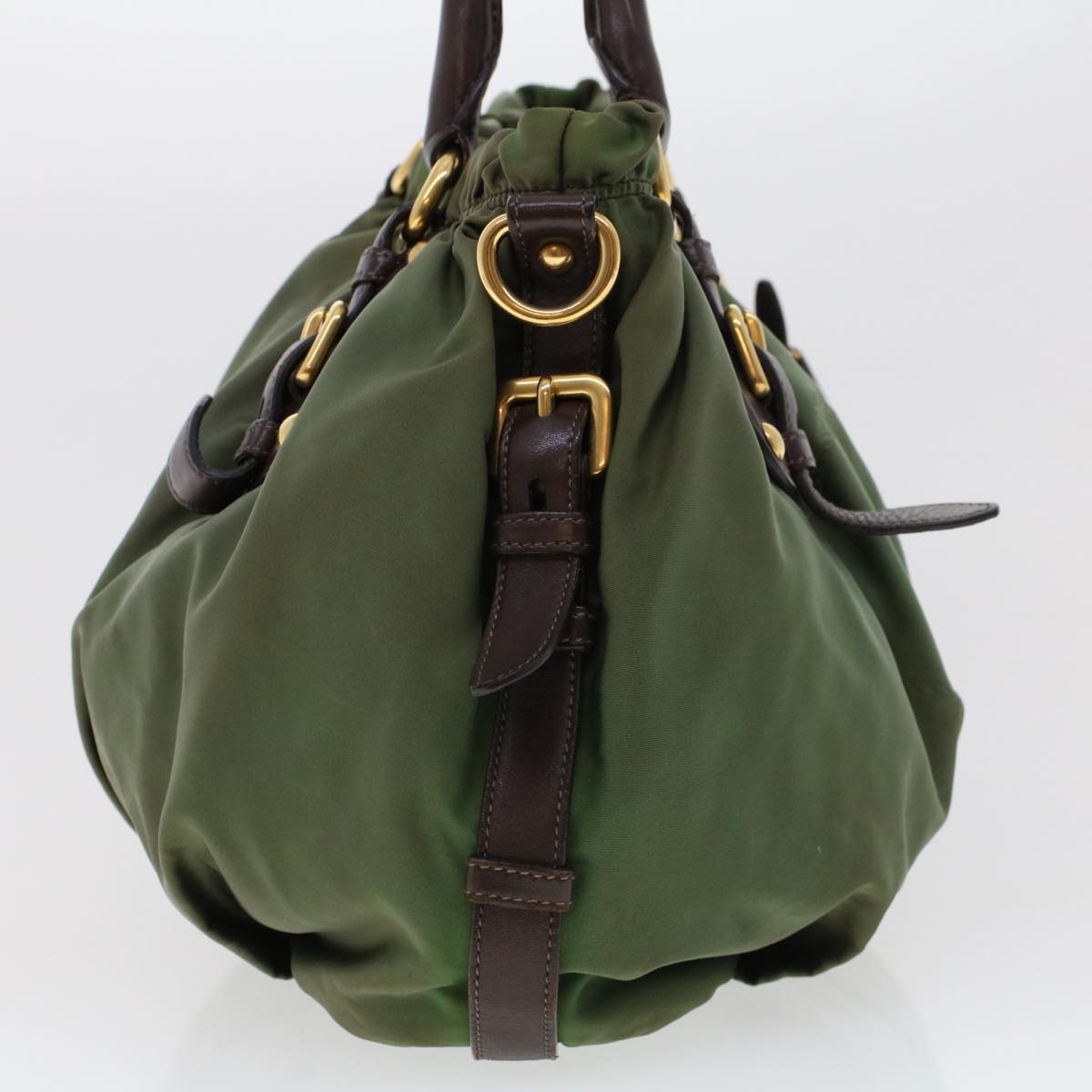 Prada Hand Bag 2Way Khaki Auth Nylon Travel Bag