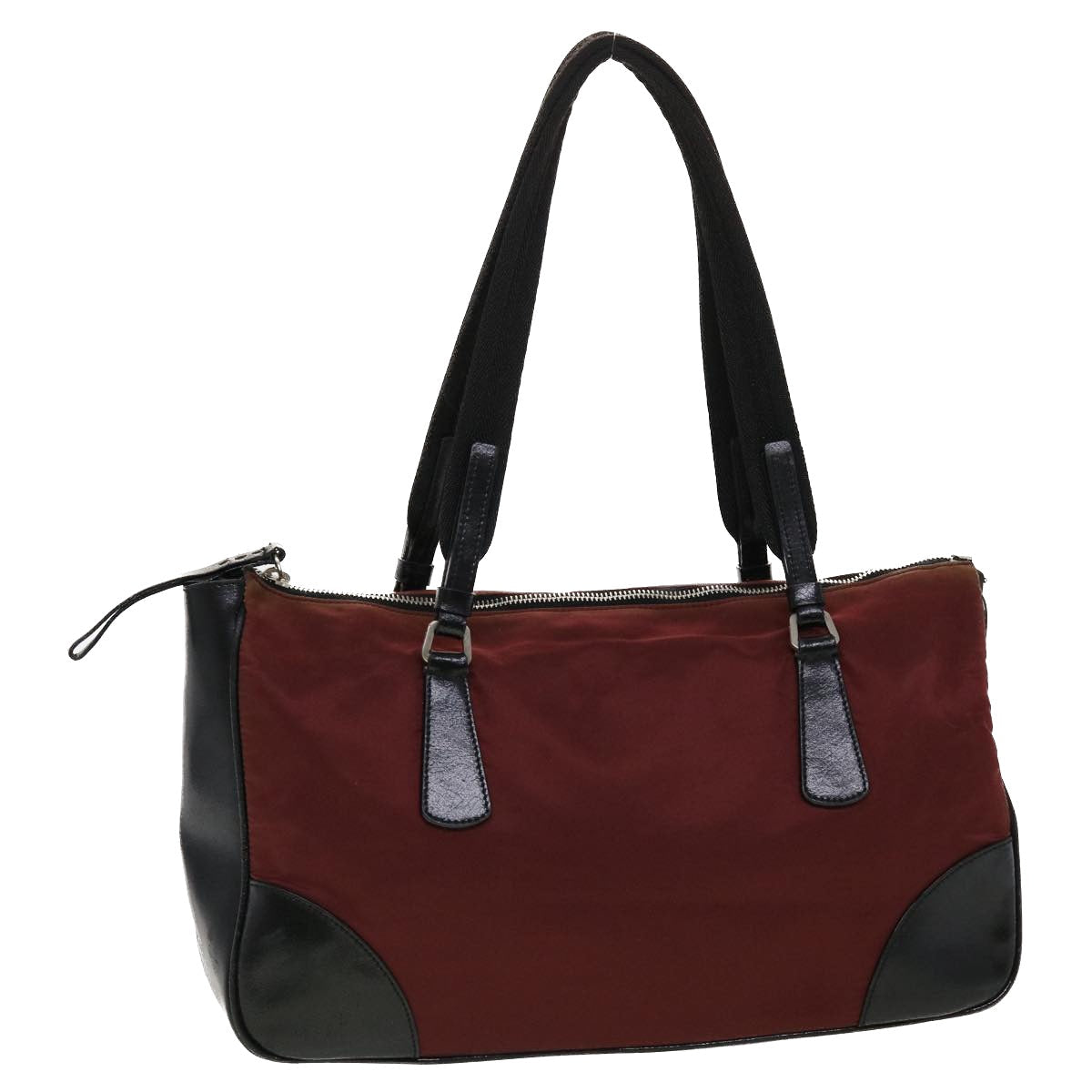 Prada Shoulder Bag Leather Nylon Red
