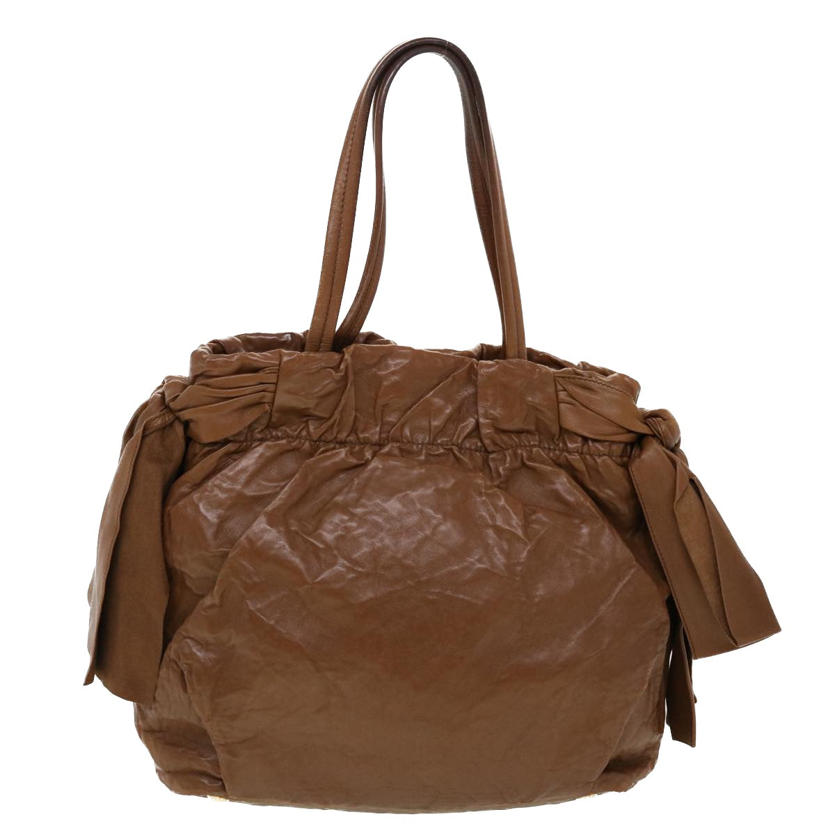 Prada Hand Bag 2Way Shoulder Bag Leather Brown