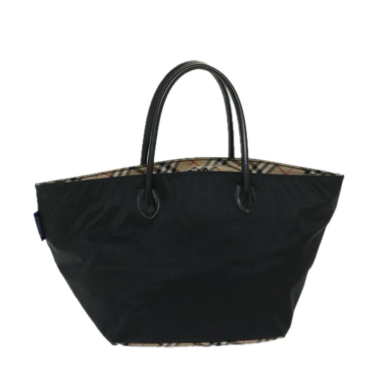 Burberry Luxury ss Label Hand Bag Auth Yb538 Nylon Black Blue Travel Bag