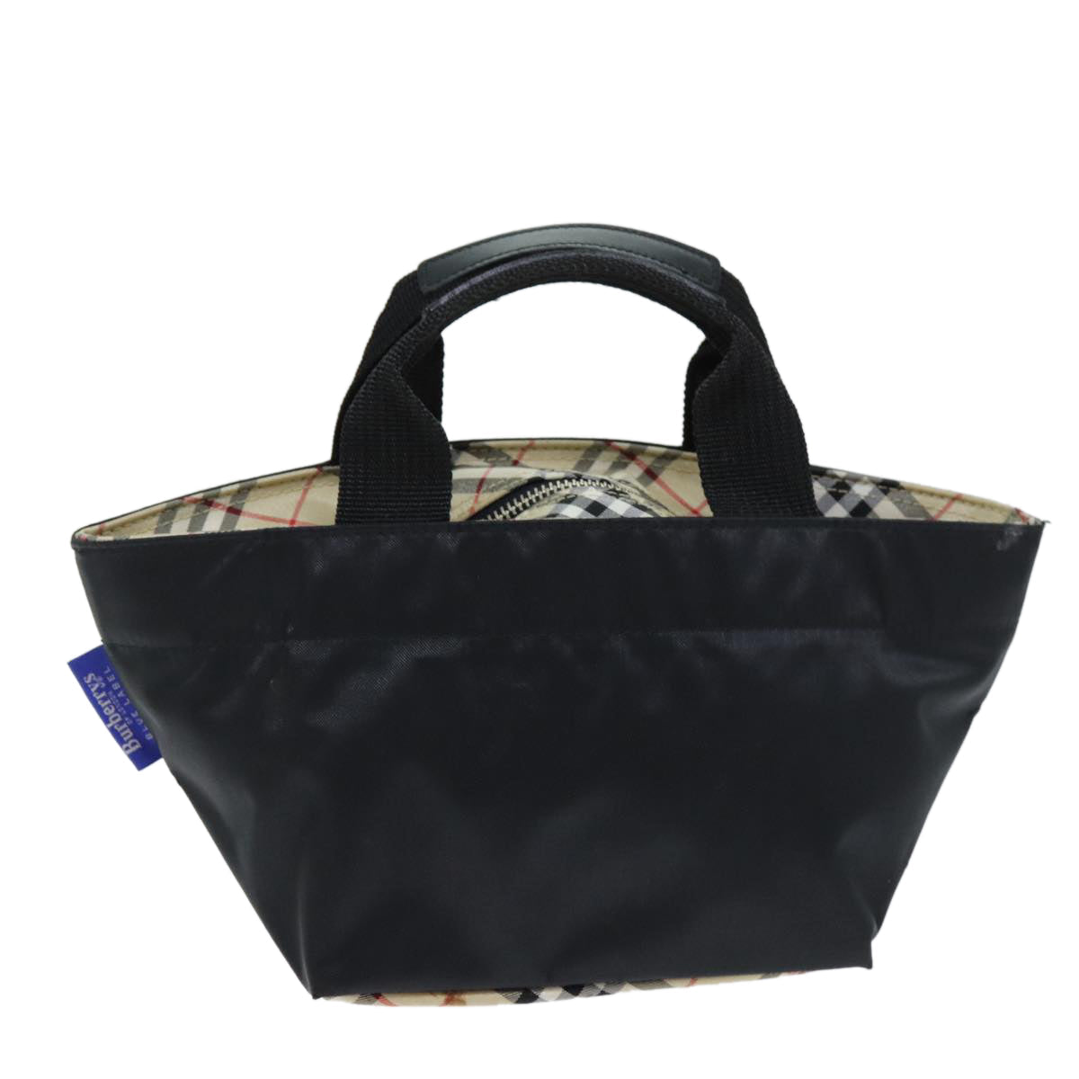 Burberry Luxury ss Label Hand Bag Auth Yb556 Nylon Black Blue Travel Bag