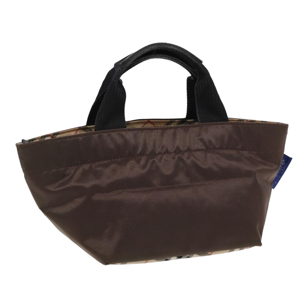 Burberry Luxury ss Nova Check Label Hand Bag Auth Canvas Brown Blue Travel Bag
