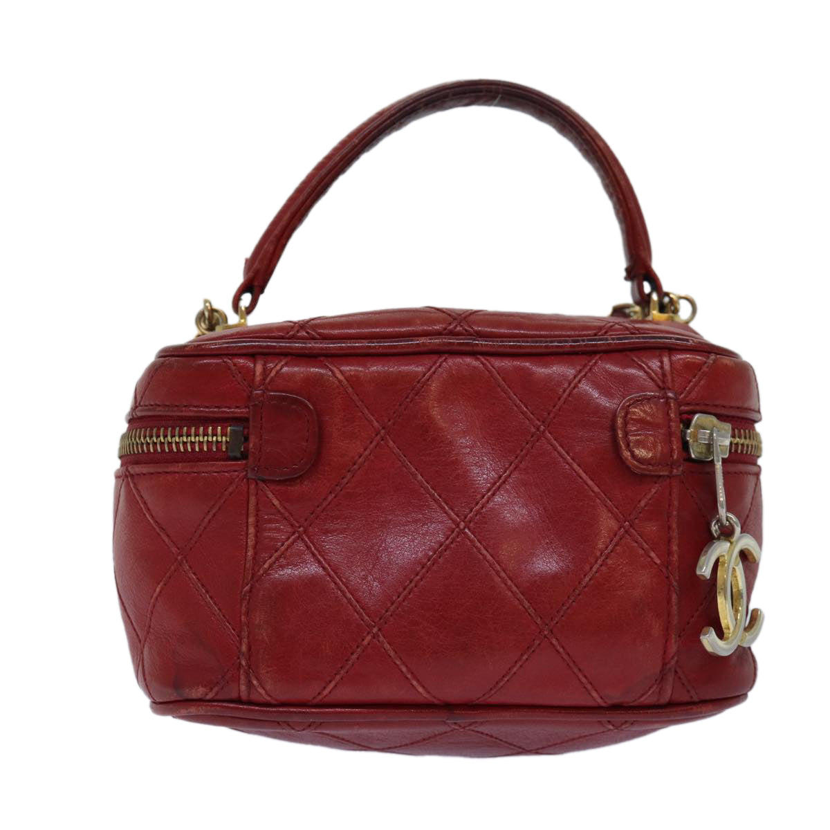 Chanel Bicolore Chain Hand Bag Leather Red CC Auth yb