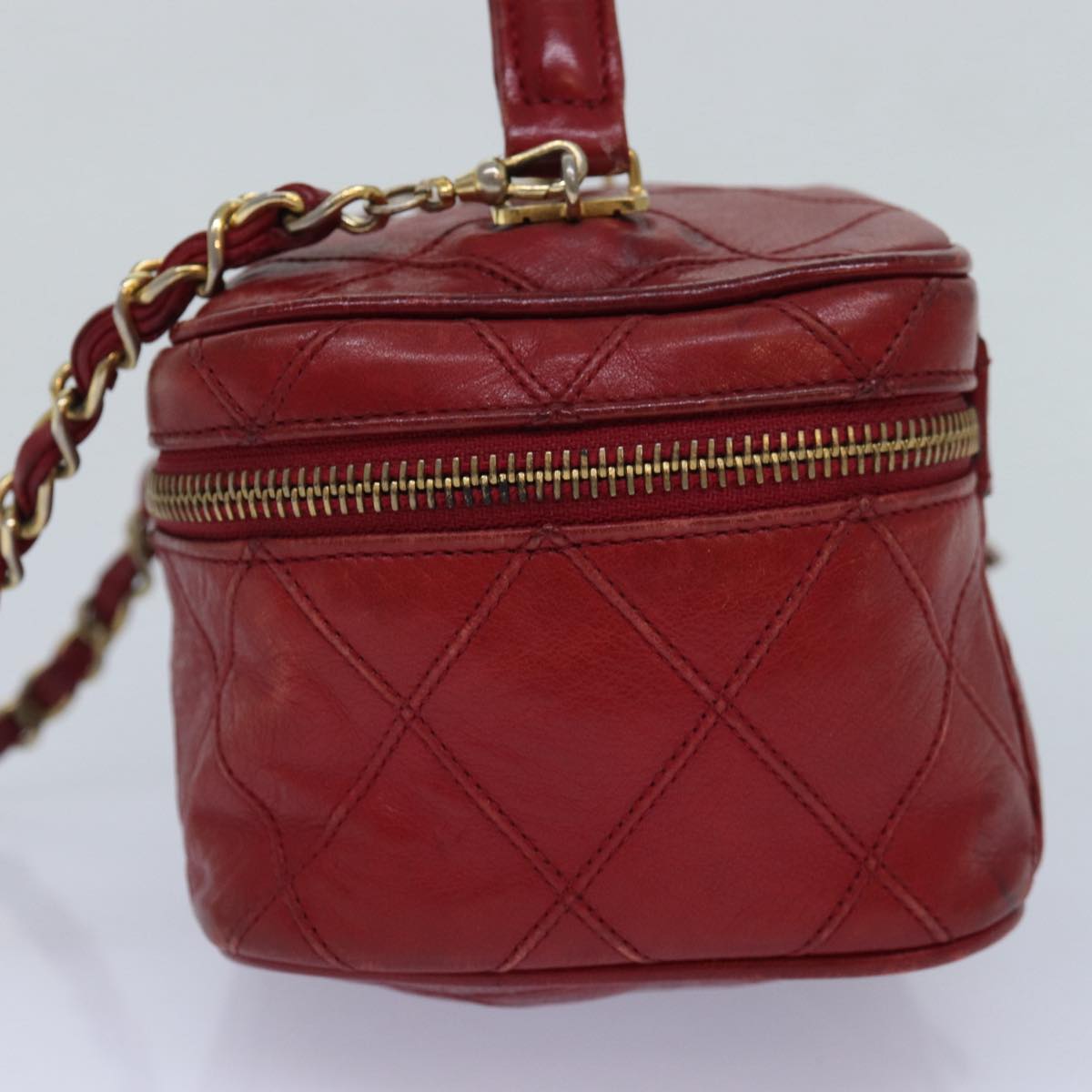 Chanel Bicolore Chain Hand Bag Leather Red CC Auth yb