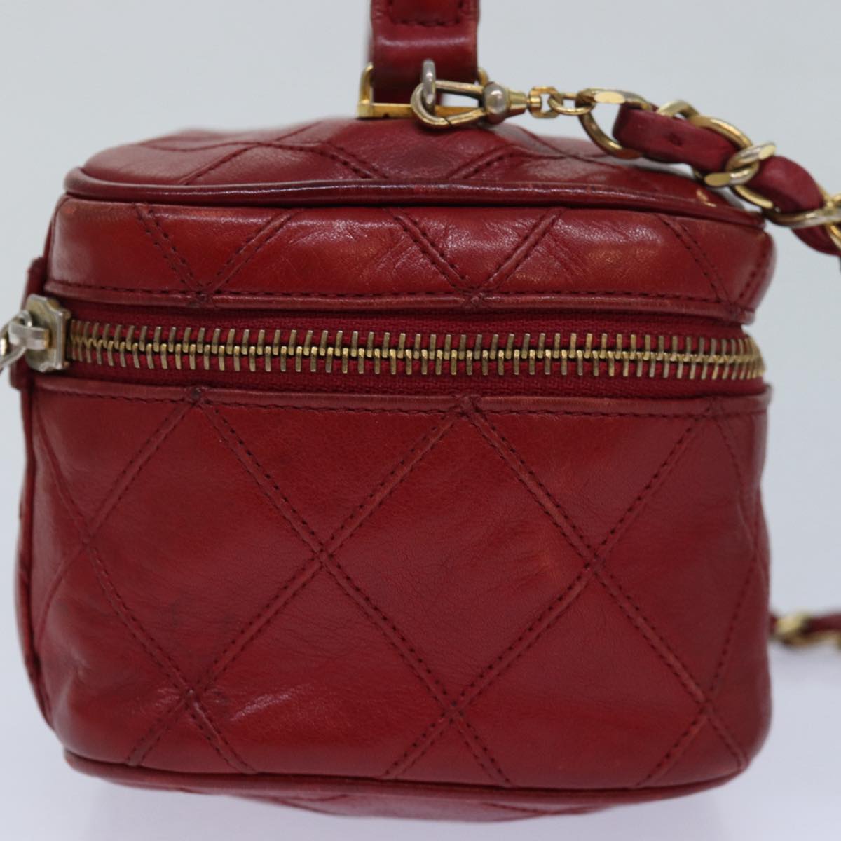 Chanel Bicolore Chain Hand Bag Leather Red CC Auth yb