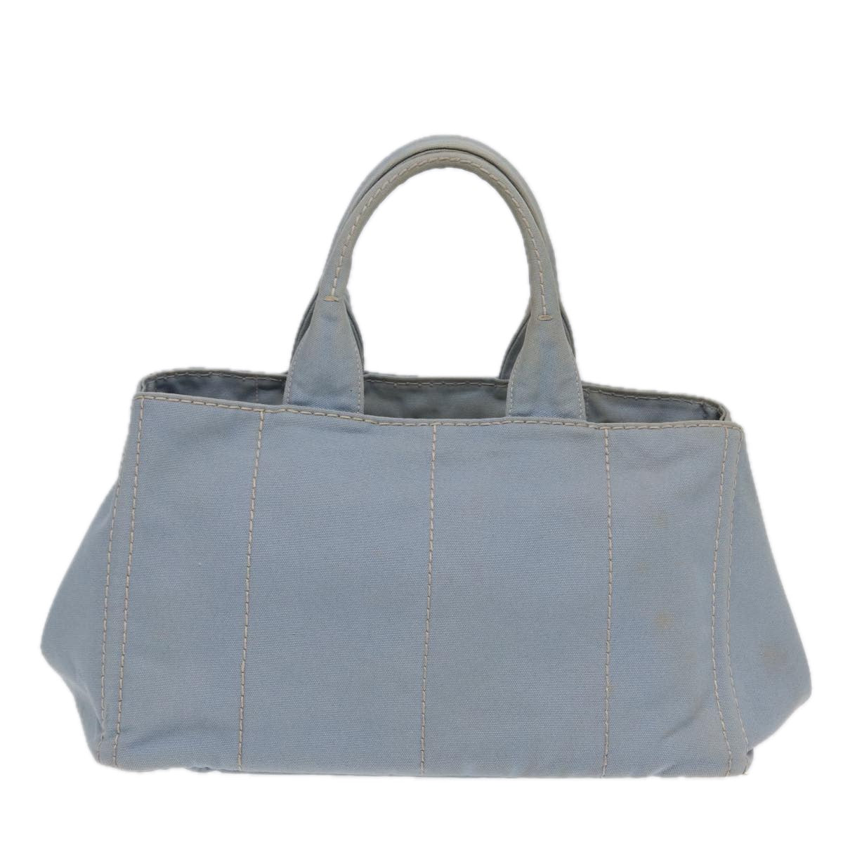 Prada Canapa Gm Hand Bag Light Auth Canvas Blue Travel Bag