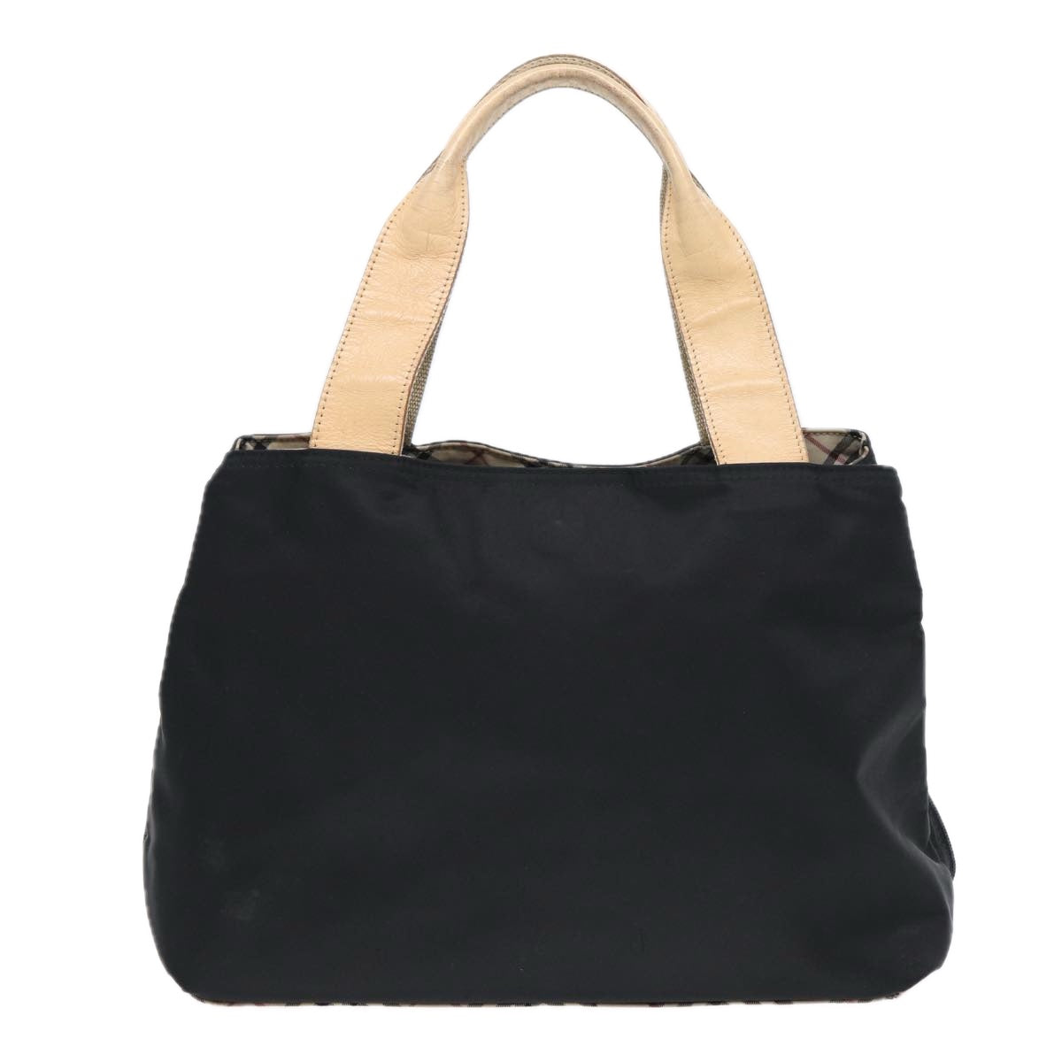 Burberry Luxury Nova Check Hand Bag Auth Yb631 Nylon Black Beige Travel Bag