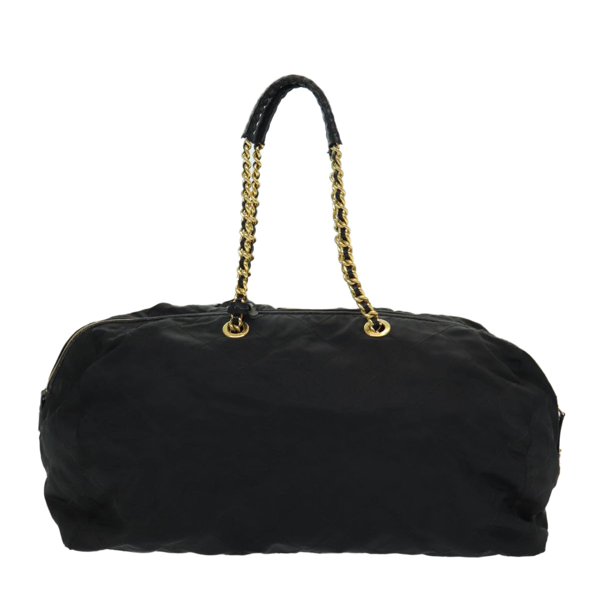 Prada Boston Bag Auth Nylon Quilted Black Travel Bag