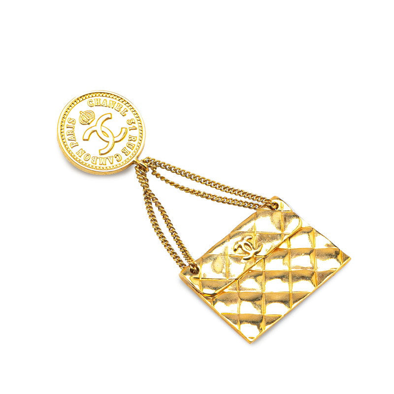 Chanel Gold Plated Coco Mark 31 Rue Cambon Paris Matelasse Brooch Bag