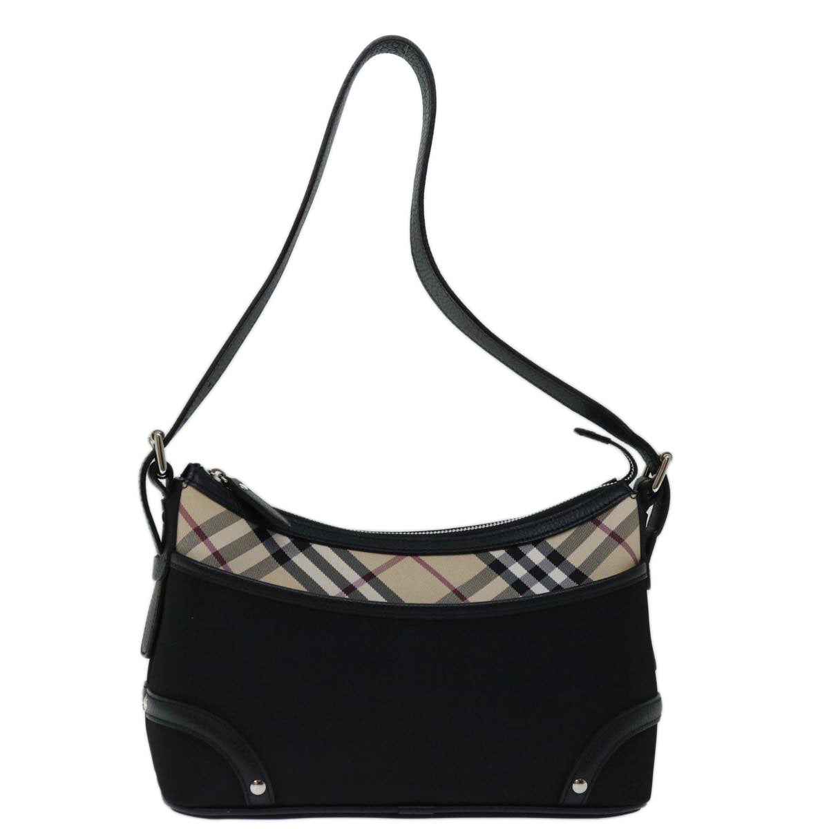 Burberry Luxury Nova Check Shoulder Bag Auth Yk11086 Nylon Black Beige