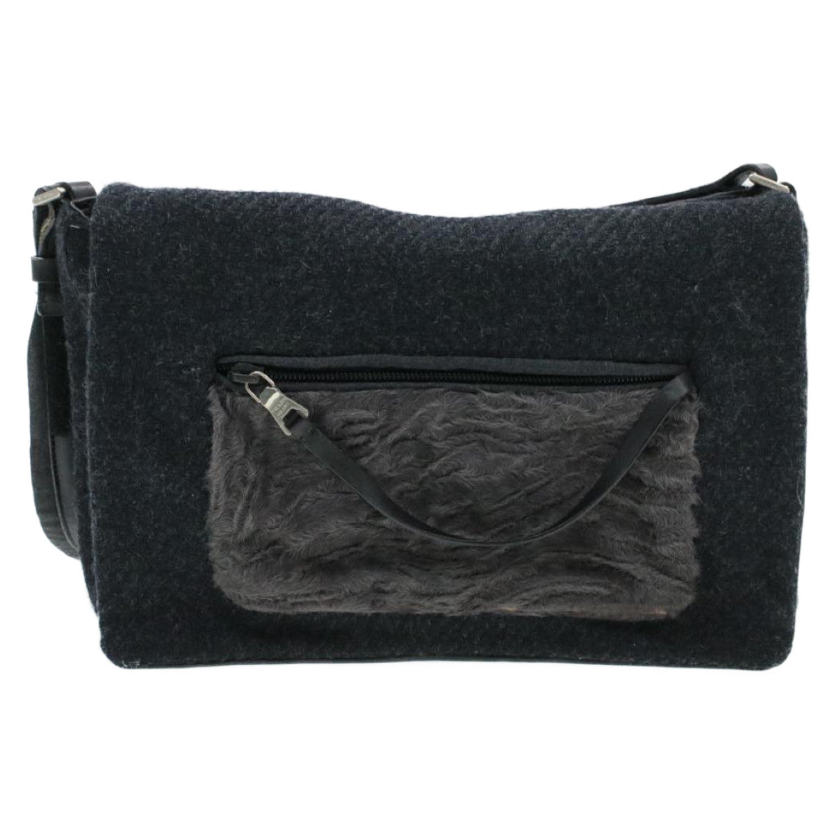 Prada Shoulder Bag Suede Black