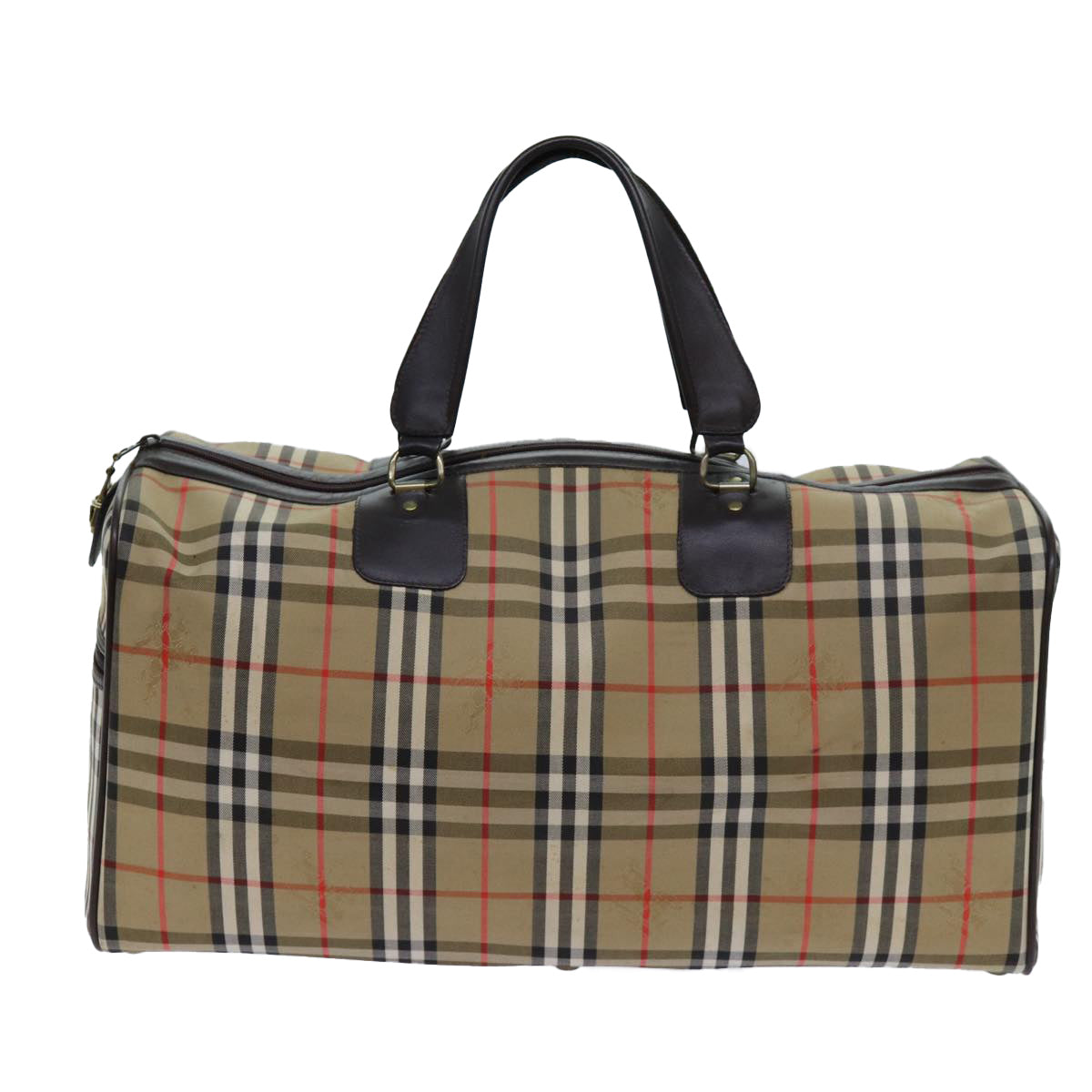 Burberry Luxury ss Nova Check Boston Bag Auth Yk11757 Canvas Beige Travel Bag