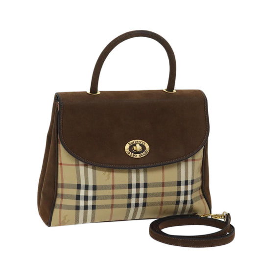 Burberry Luxury ss Nova Check Hand Bag Pvc 2Way Brown Travel Bag