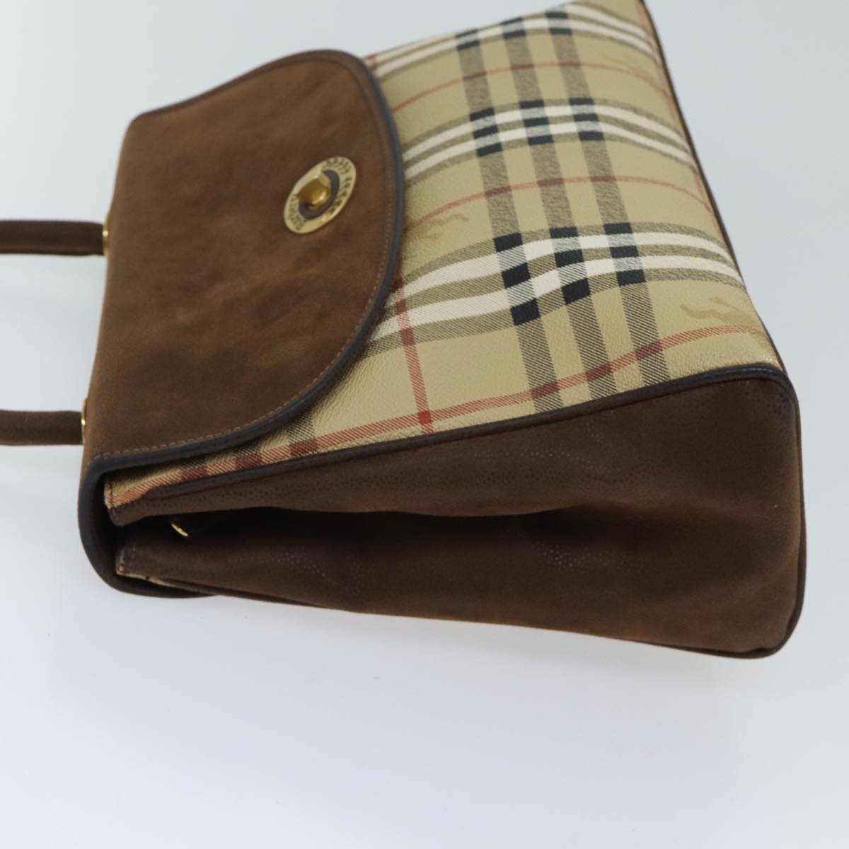 Burberry Luxury ss Nova Check Hand Bag Pvc 2Way Brown Travel Bag