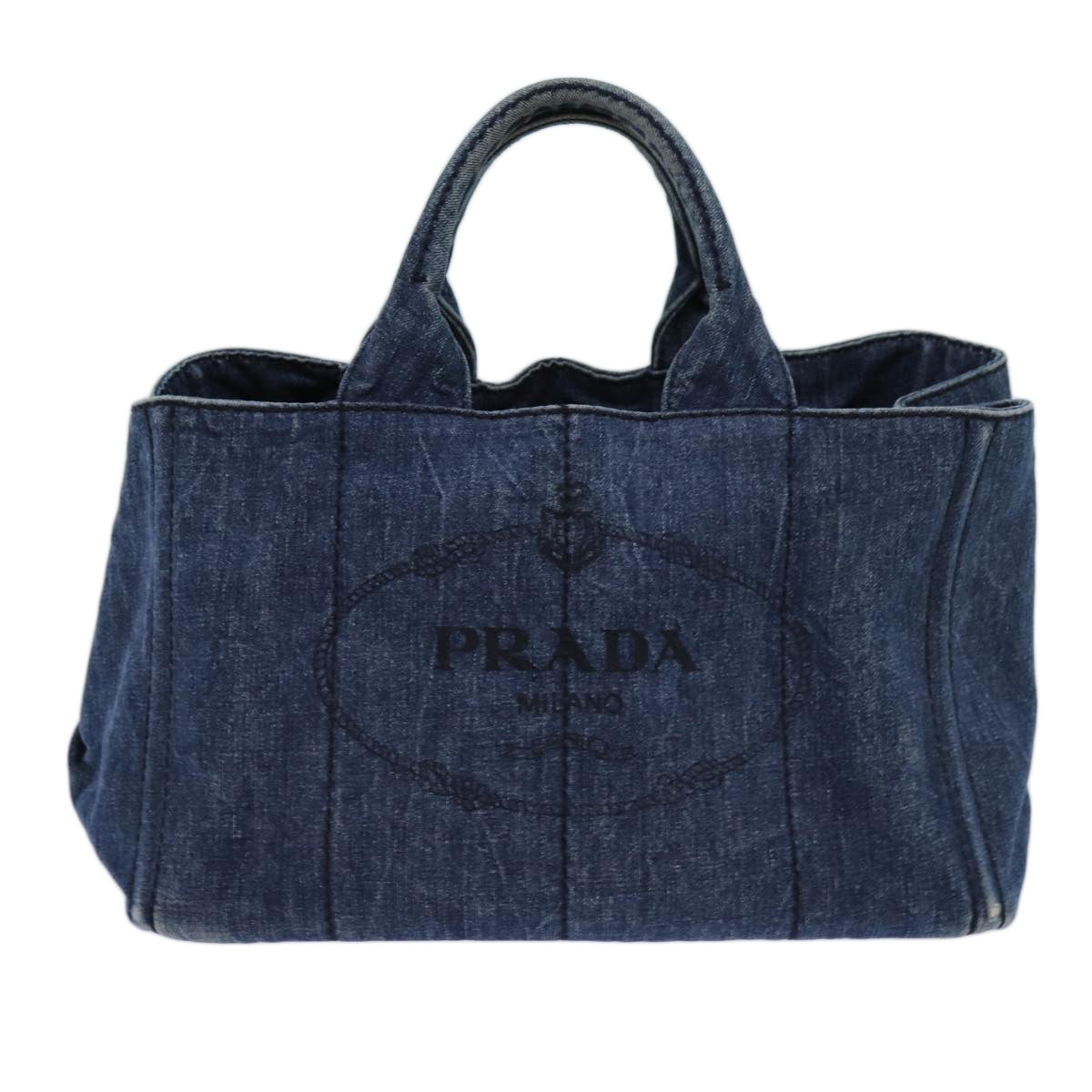Prada Canapa Mm Hand Bag Auth Blue Travel Bag