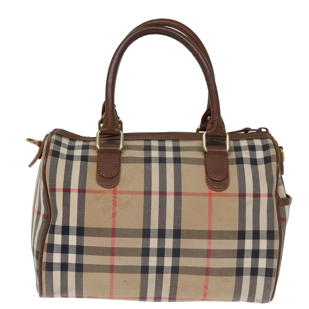 Burberry Luxury ss Nova Check Boston Bag Auth Yk12086 Canvas Beige Travel Bag