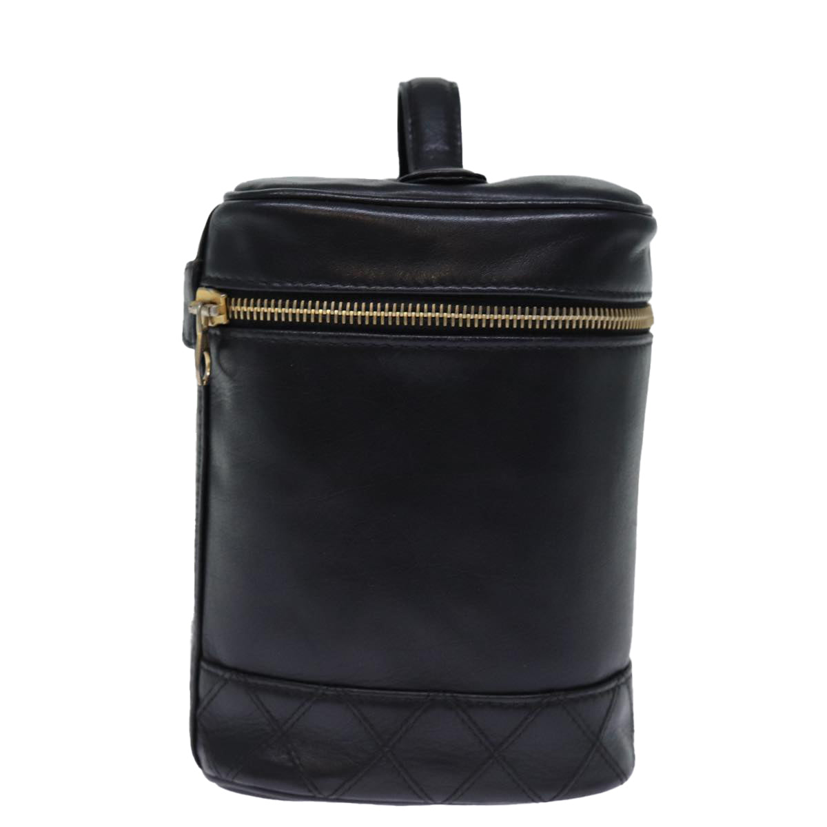 Chanel Bicolole Vanity Cosmetic Pouch Leather Black CC Auth yk