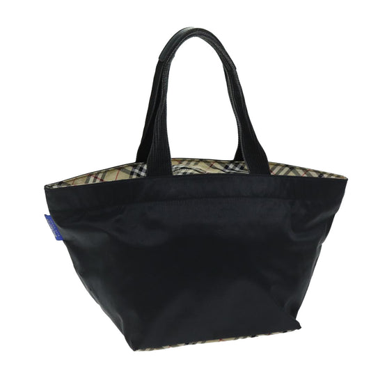 Burberry Luxury ss Nova Check Label Tote Bag Auth Nylon Black Blue Black Auth Yk12675