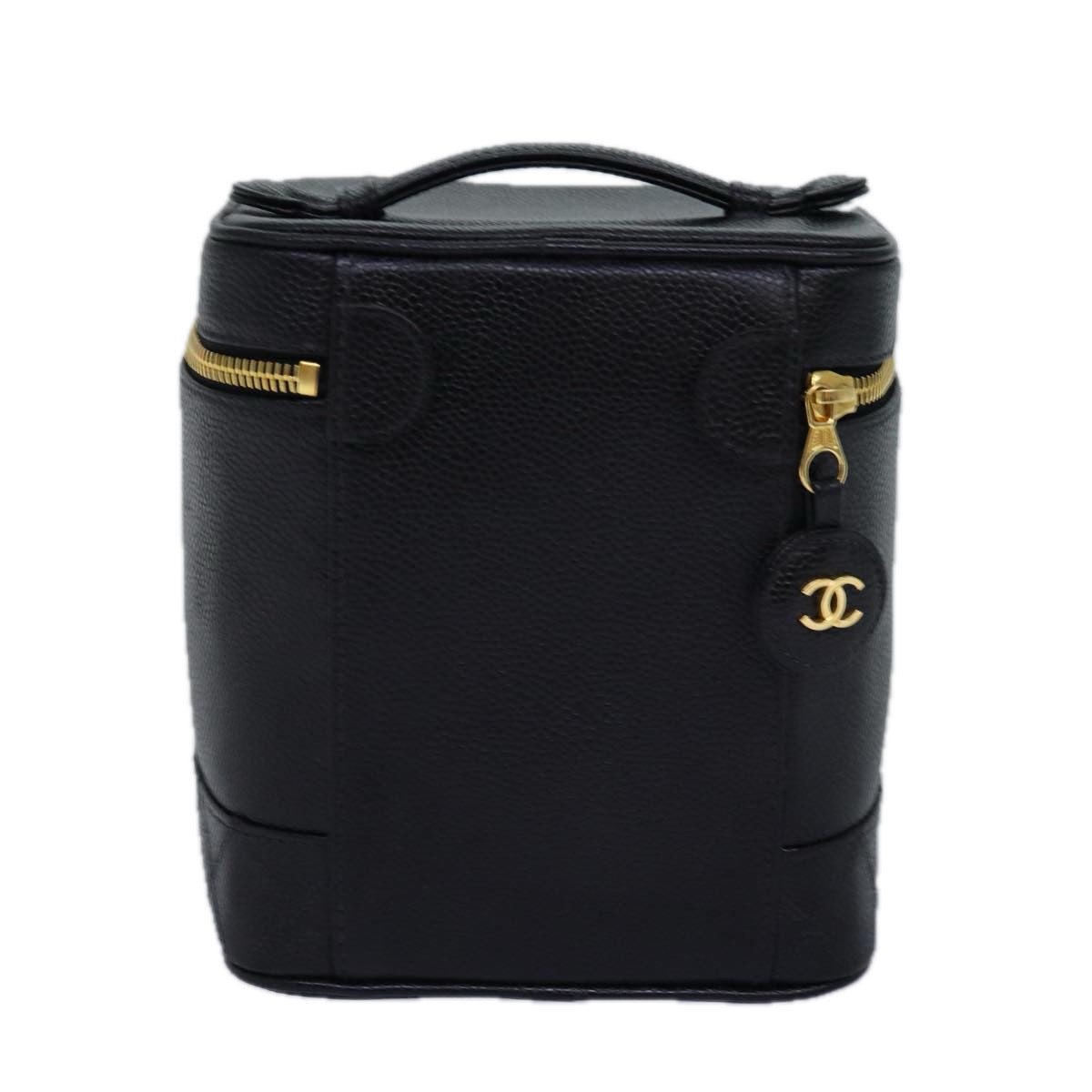 Chanel Bicolole Vanity Cosmetic Pouch Caviar Skin Black CC Auth yk