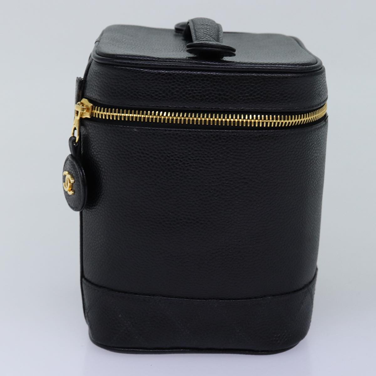 Chanel Bicolole Vanity Cosmetic Pouch Caviar Skin Black CC Auth yk