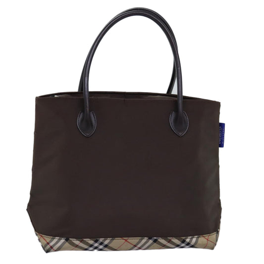 Burberry Luxury ss Nova Check Label Tote Bag Auth Nylon Brown Beige Brown Auth Yk12782