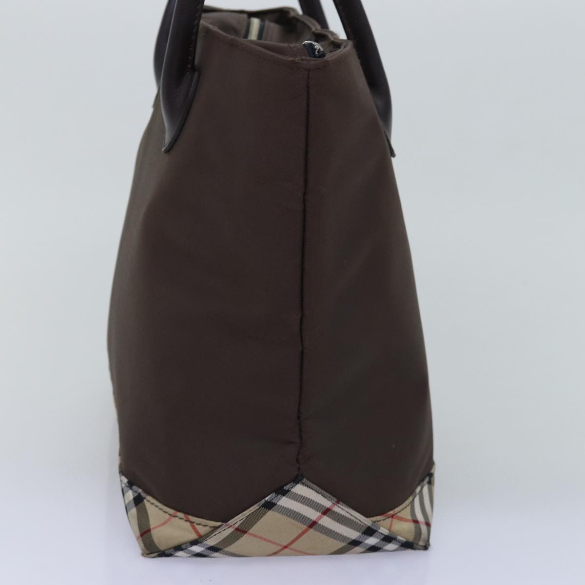 Burberry Luxury ss Nova Check Label Tote Bag Auth Nylon Brown Beige Brown Auth Yk12782