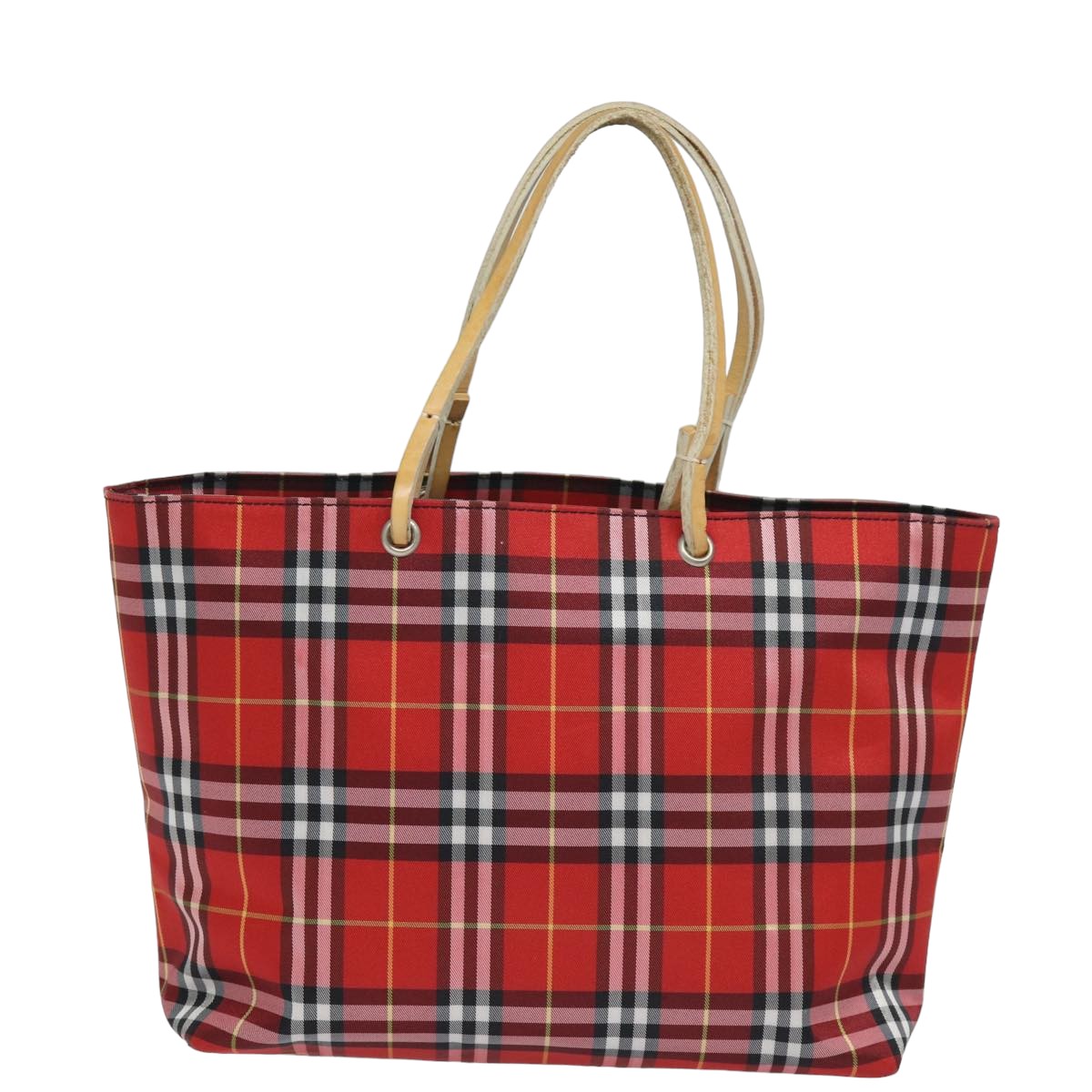 Burberry Luxury Nova Check Hand Bag Auth Yk13442 Nylon Red Travel Bag