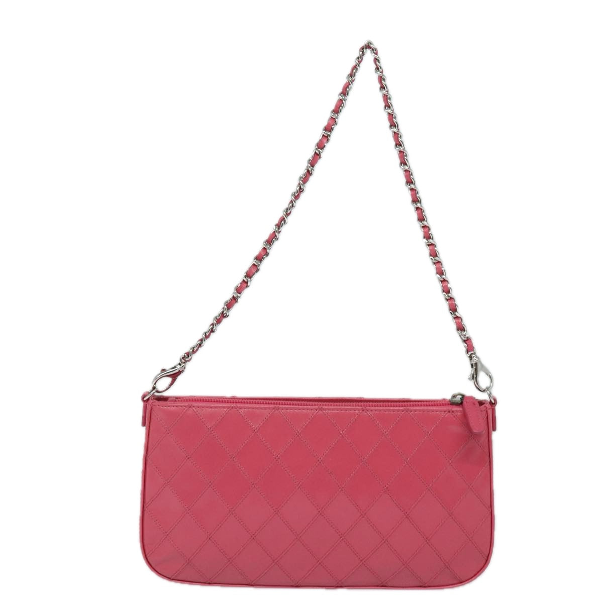 Chanel Bicolore Chain Accessory Pouch Lamb Skin Pink CC Auth ykA