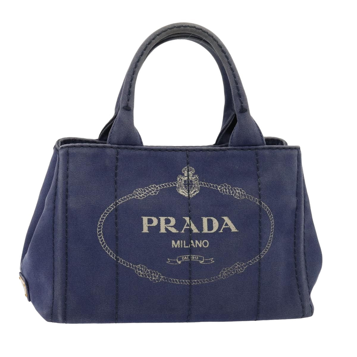 Prada Canapa Pm Hand Bag Auth Canvas Navy Travel Bag
